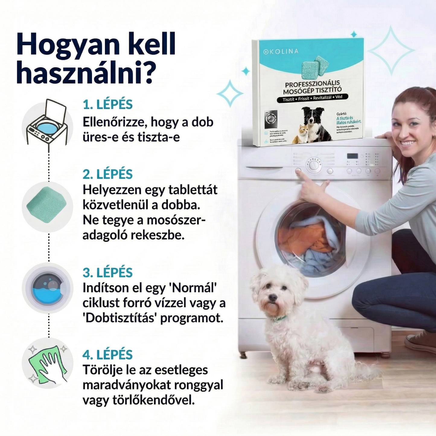Mosógép professzionális tisztítója – aktív enzimek